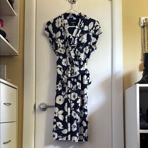 Liz Claiborne Navy and White  Midi Dress
